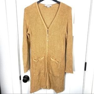 French Rags Vintage gold knit long button cardigan